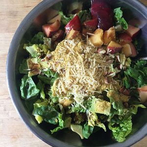 Delicious, Healthy Peach and Nutritional Yeast Salad.