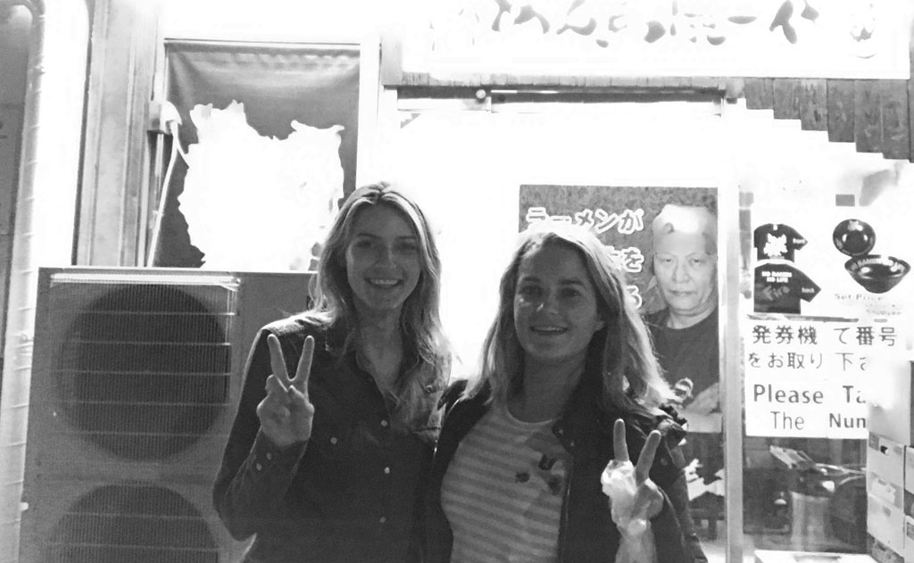 Posing for a snap at the famous Fire Ramen restaurant in Kyoto.